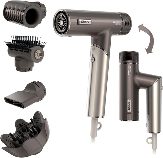 Shark SpeedStyle Hair Dryer, High-Velocity Lightweight Dryer for All Hair Types, No Heat Damage, Ionic Technology, Fast Drying, Compact Design, Salon-Quality Results at Home